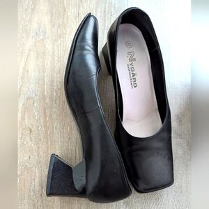 Vintage sz5 leather square toe geometric chunky